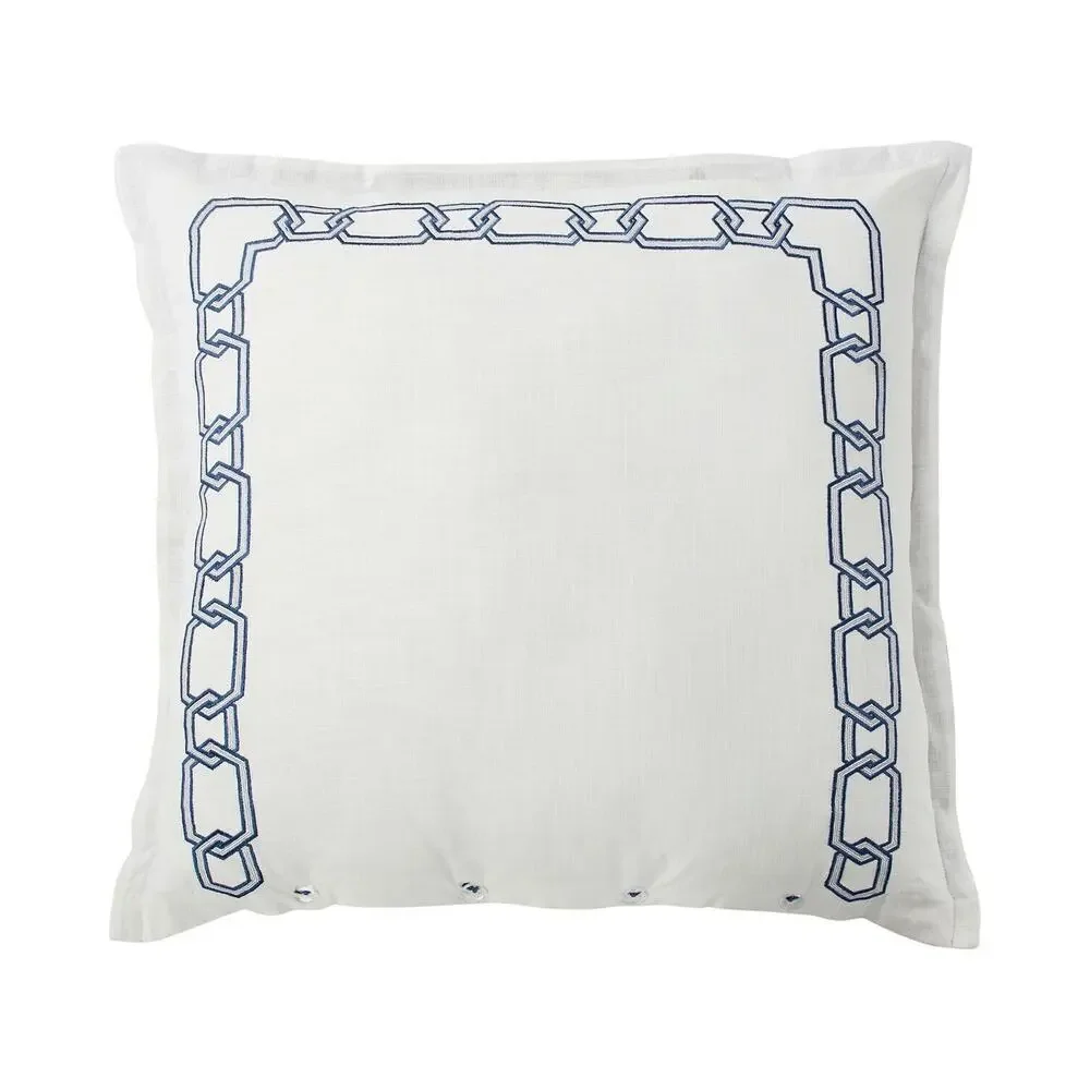 NIP Rose Tree Ardenelle 26 x 26 Euro Sham White with Blue Embroidery